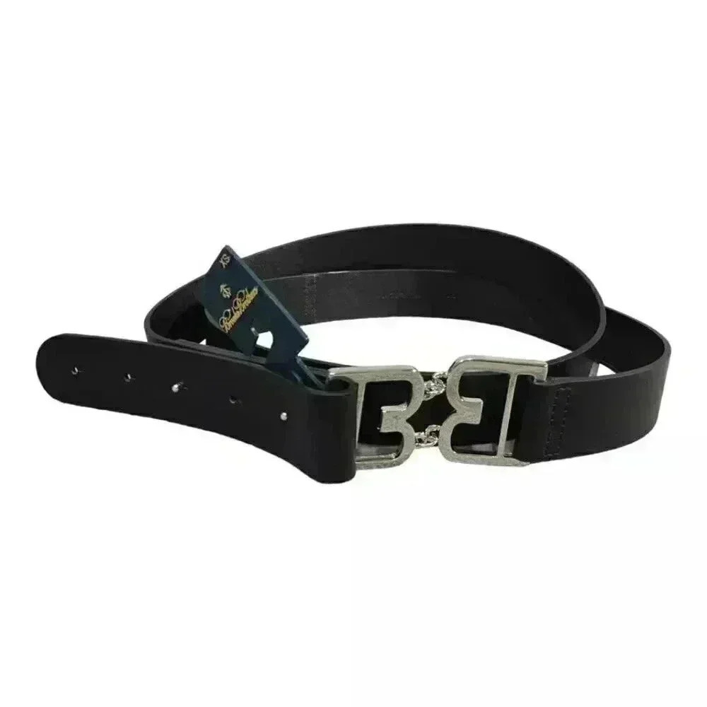 Brooks Brothers Belt Women's Black Leather Logo XS Made in Italy